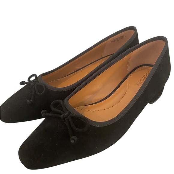 Talbots Womens Sueded Leather Block Heel Black Pumps - Picture 3 of 8